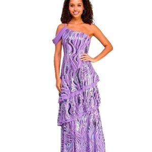 Purple One-Shoulder Gown